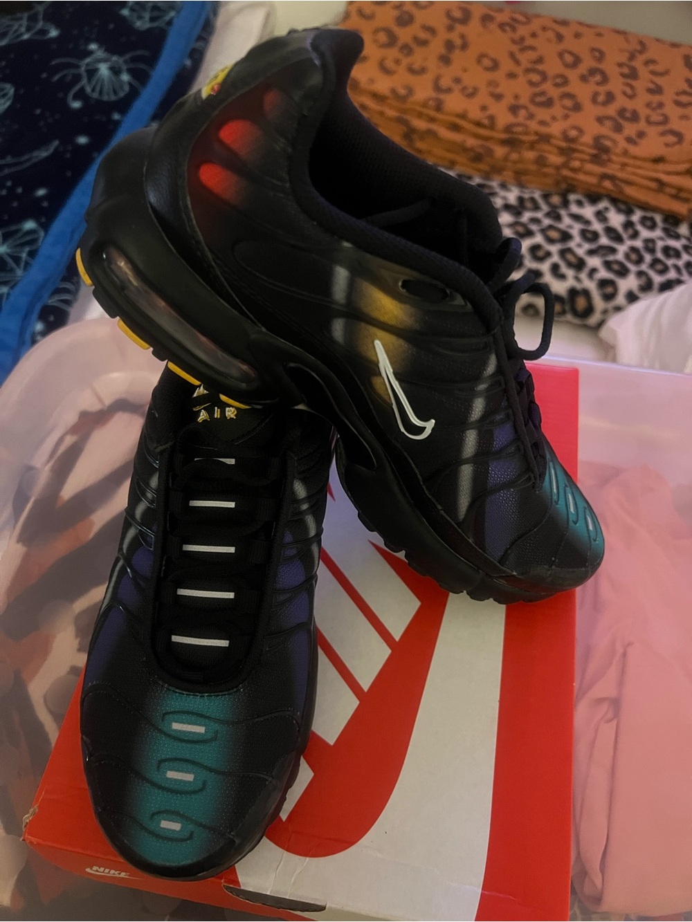 Nike Air Max Kids Black with Teal and Purple Gradient Air Max Sneakers